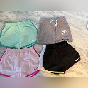 Nike Girls' Mixed Color Athletic Shorts Bundle - Pink, Mint, Black, Gray